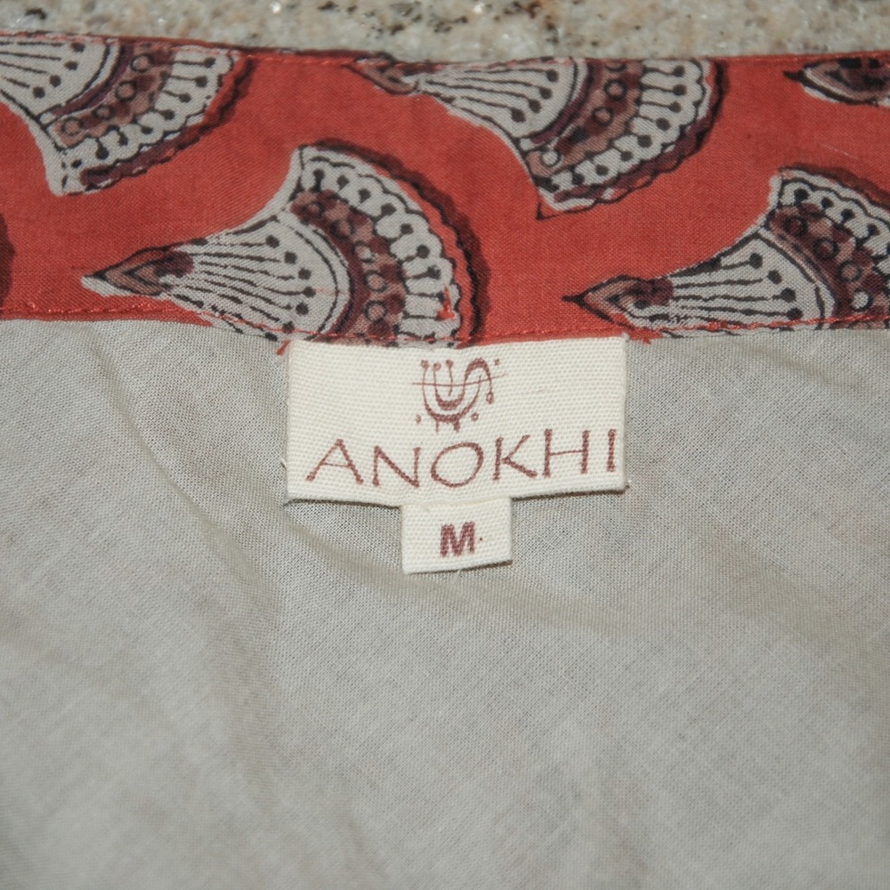 ANOKHI Women's Medium Lined Skirt 100% Cotton Rust Boho Hippie Chic - Picture 5 of 10